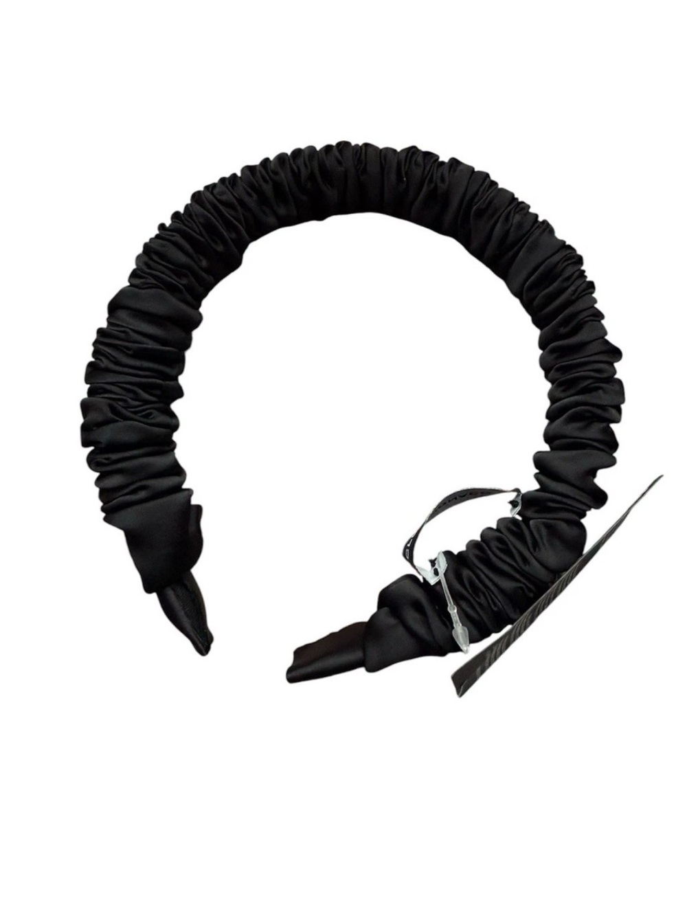 $39 Club Monaco Black Ruched Chunky Thick Scrunch Headband Satin Classic Retail